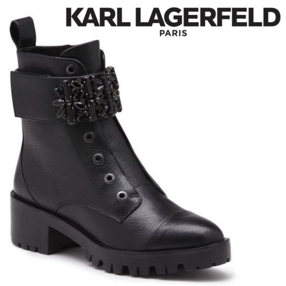 Karl Lagerfeld women’s black trendy boots